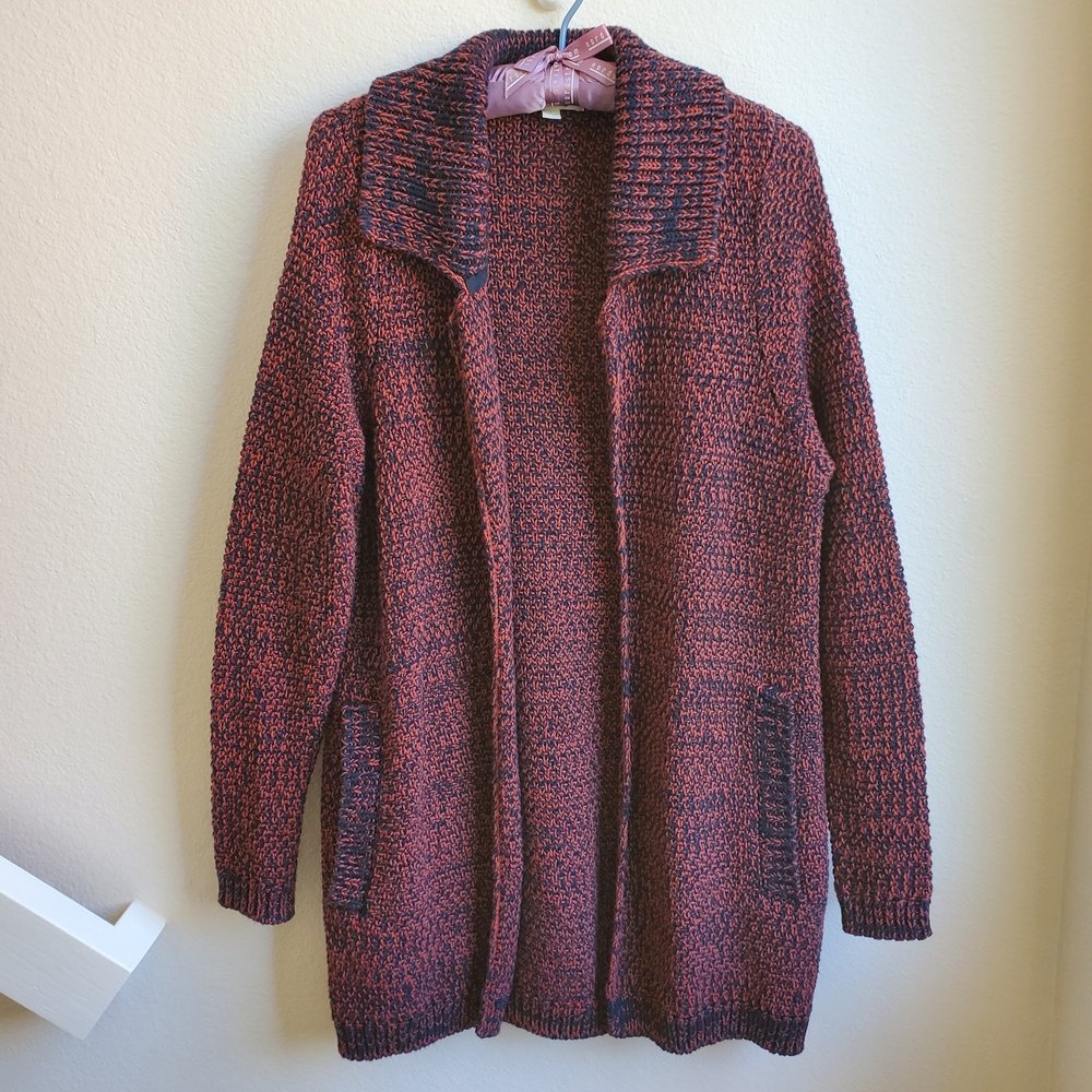 Orvis Red and Navy Knit Cardigan